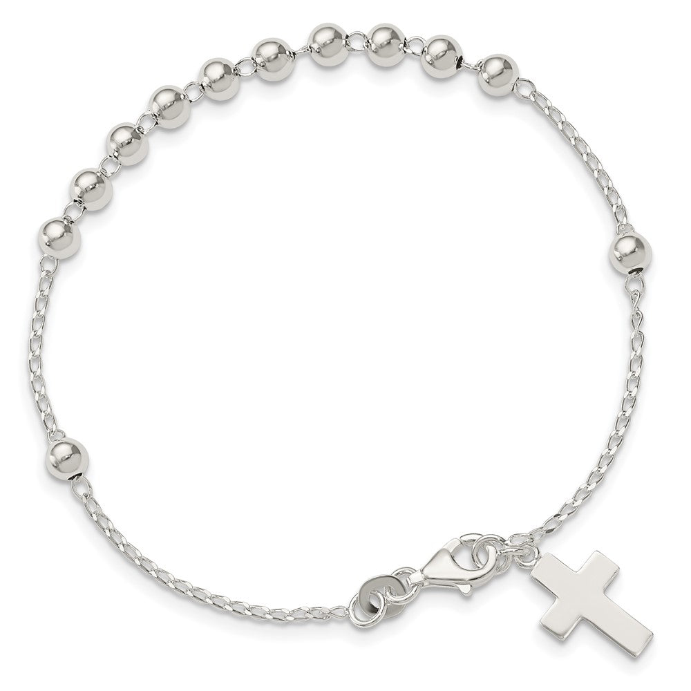 7.5 Zoll Sterlingsilber Gekugelt Kreuz Armband