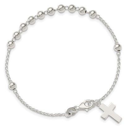 7.5 Zoll Sterlingsilber Gekugelt Kreuz Armband