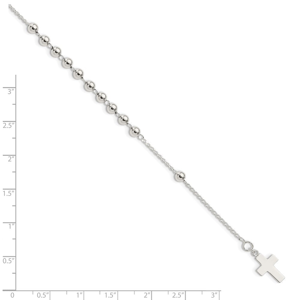 7.5 Zoll Sterlingsilber Gekugelt Kreuz Armband