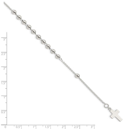 7.5 Zoll Sterlingsilber Gekugelt Kreuz Armband