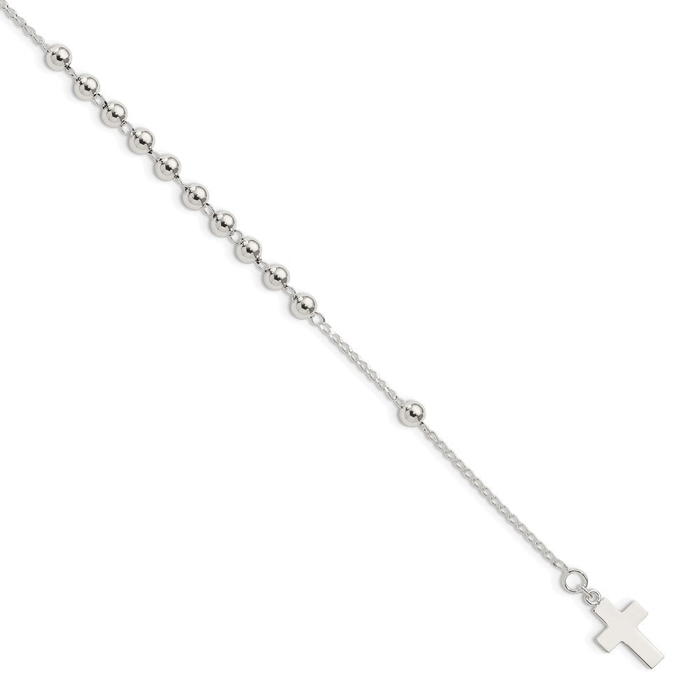 7.5 Zoll Sterlingsilber Gekugelt Kreuz Armband