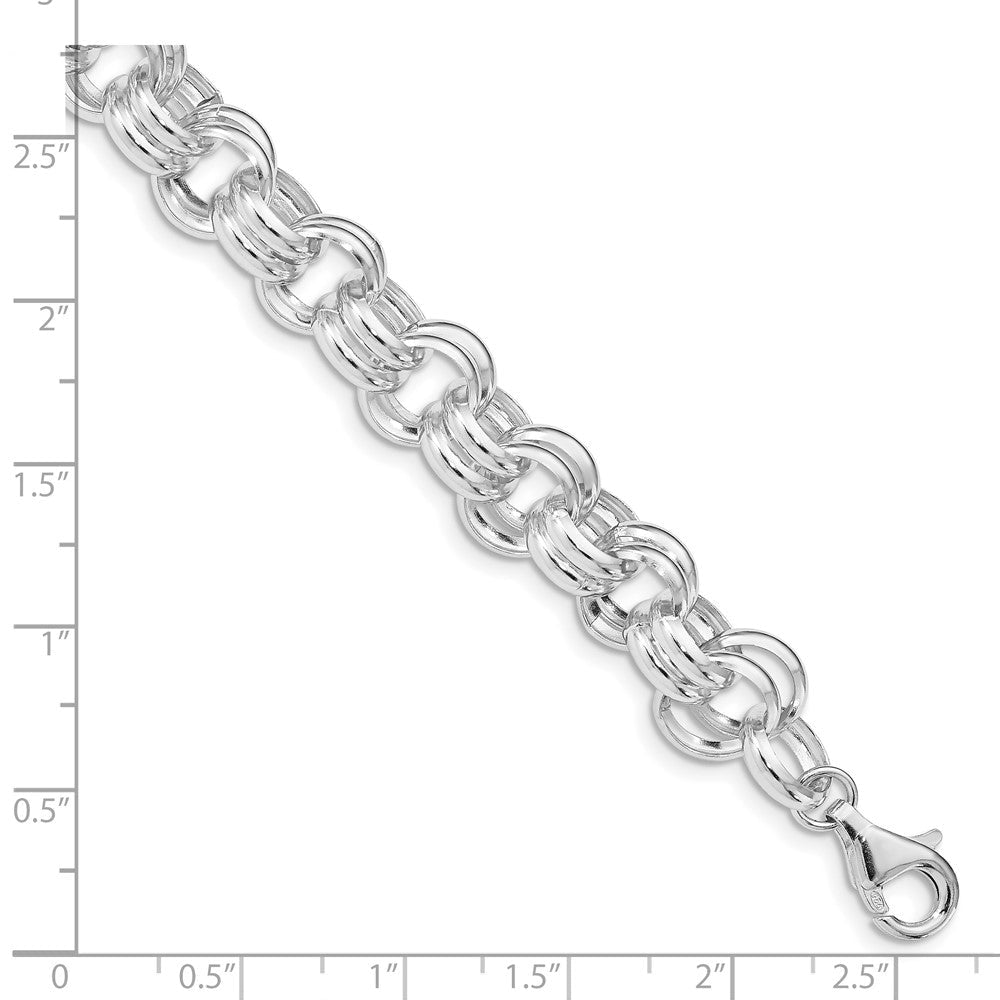8.5 Zoll Sterlingsilber Poliert Doppelt Knöpfe Armband