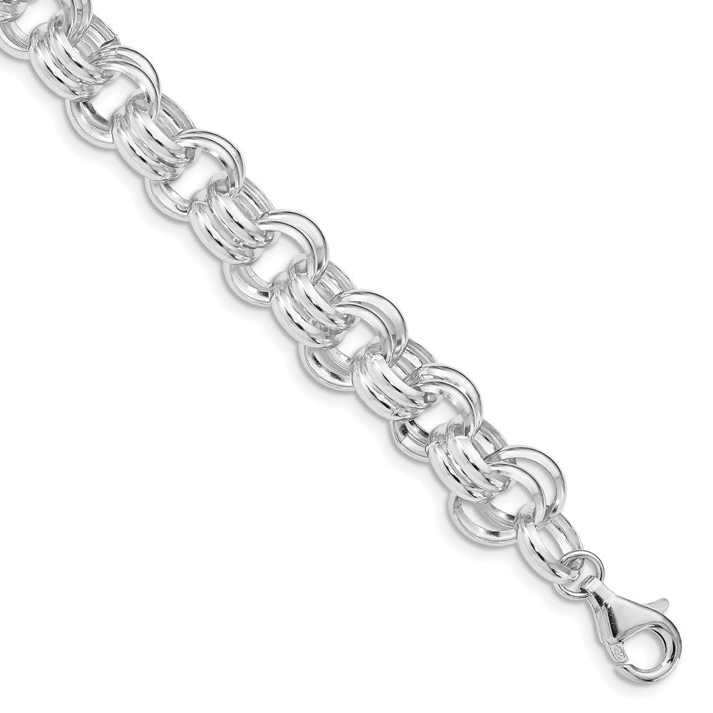8.5 Zoll Sterlingsilber Poliert Doppelt Knöpfe Armband