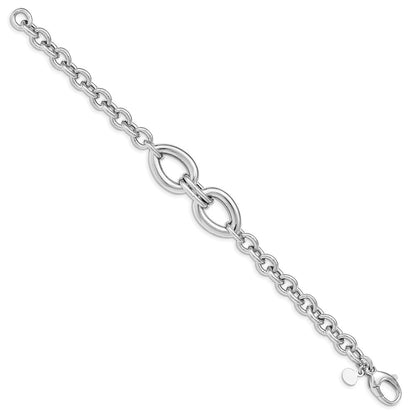 8 Zoll Sterlingsilber Rhodiniert Poliert Glieder Armband