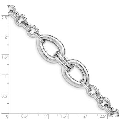 8 Zoll Sterlingsilber Rhodiniert Poliert Glieder Armband
