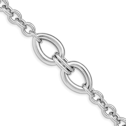 8 Zoll Sterlingsilber Rhodiniert Poliert Glieder Armband