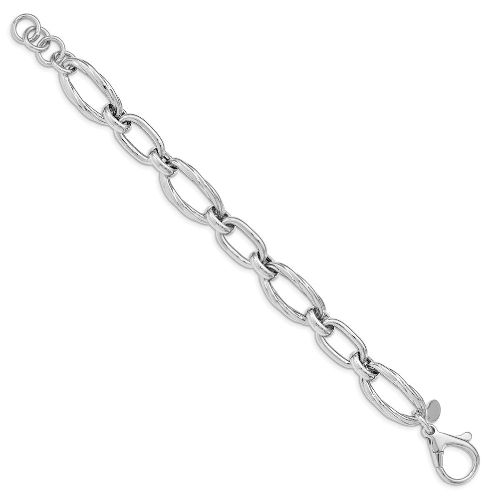 8 Zoll Sterlingsilber Rhodiniert Poliert Glieder Armband