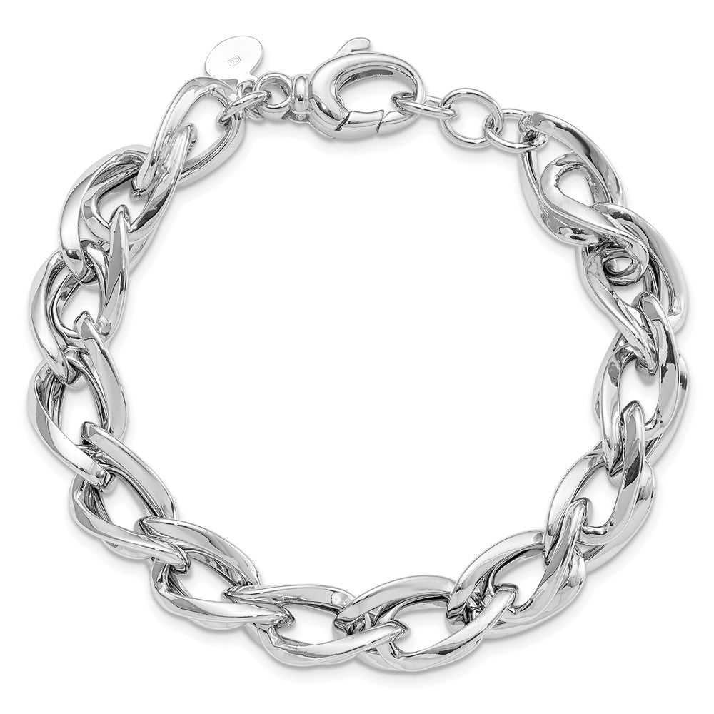 8 Zoll Sterlingsilber Rhodiniert Poliert Glieder Armband