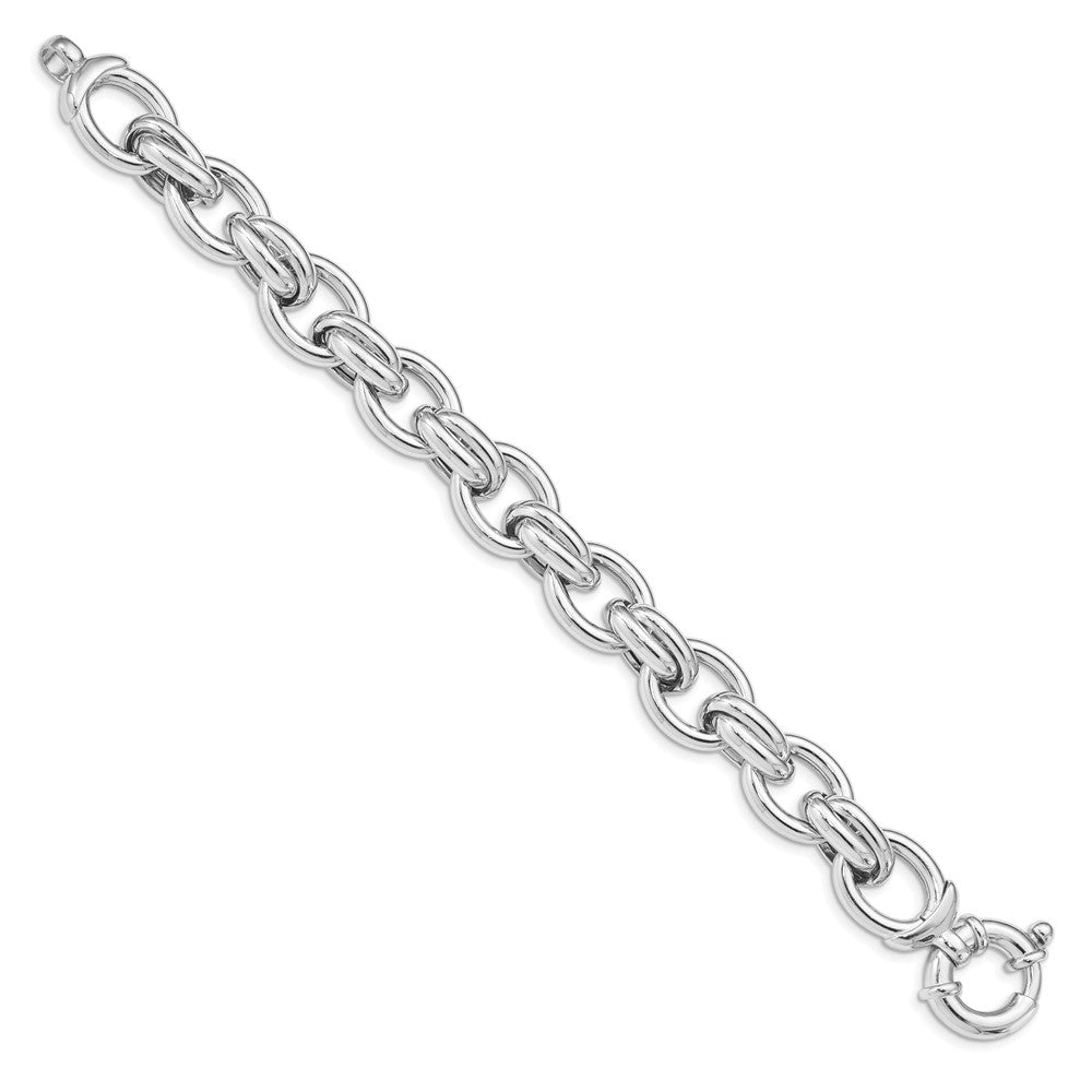 7.25 Zoll Sterlingsilber Rhodiniert Poliert Glieder Armband