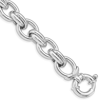7.25 Zoll Sterlingsilber Rhodiniert Poliert Glieder Armband