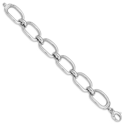 7.75 Zoll Sterlingsilber Rhodiniert Poliert Breit Glieder Armband