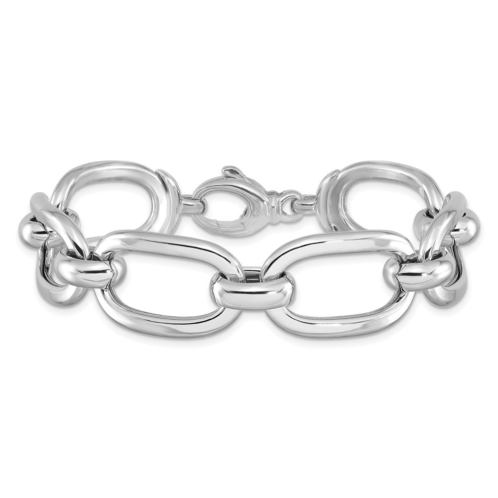 7.75 Zoll Sterlingsilber Rhodiniert Poliert Breit Glieder Armband