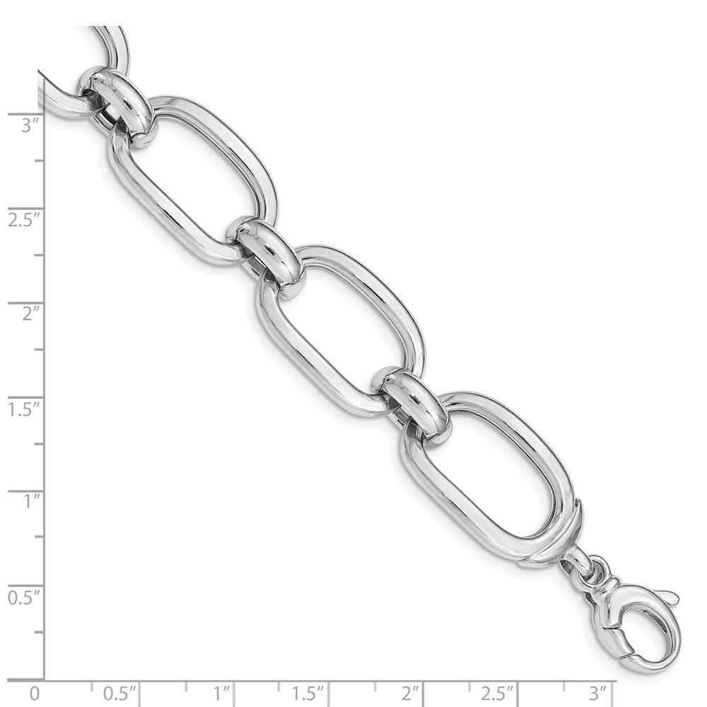 7.75 Zoll Sterlingsilber Rhodiniert Poliert Breit Glieder Armband