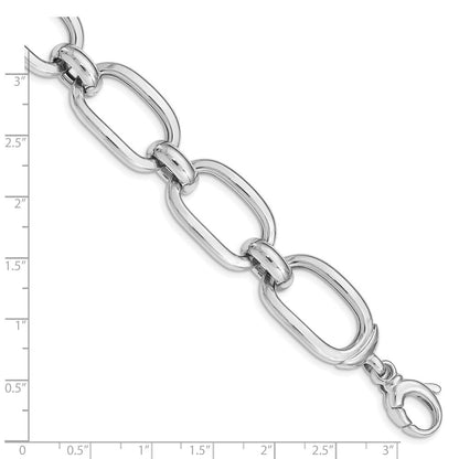 7.75 Zoll Sterlingsilber Rhodiniert Poliert Breit Glieder Armband