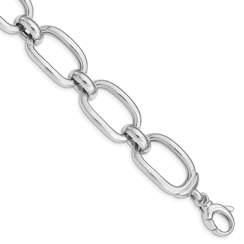 7.75 Zoll Sterlingsilber Rhodiniert Poliert Breit Glieder Armband