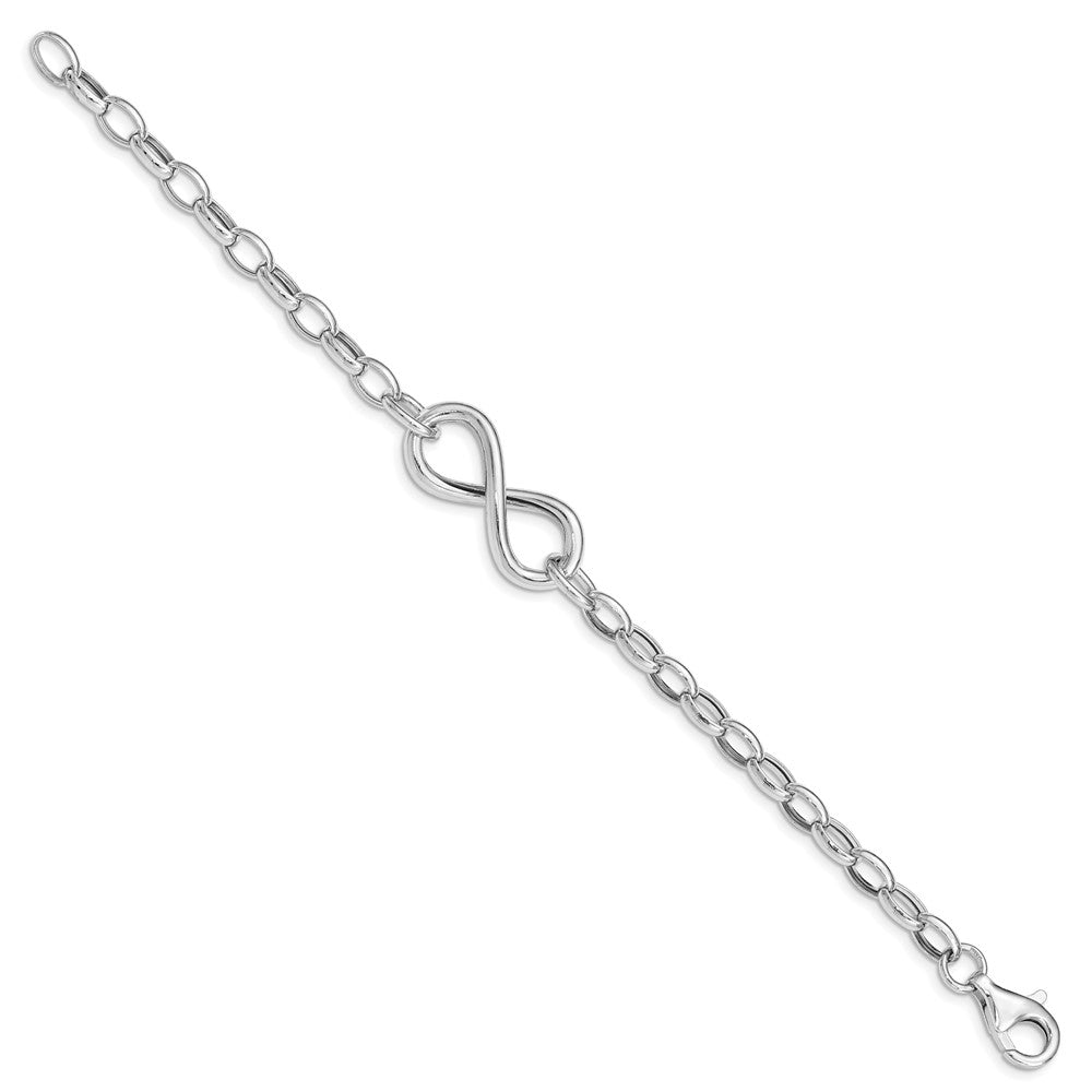 7.5 Zoll Sterlingsilber Rhodiniert Poliert Unendlichkeit Glieder Armband