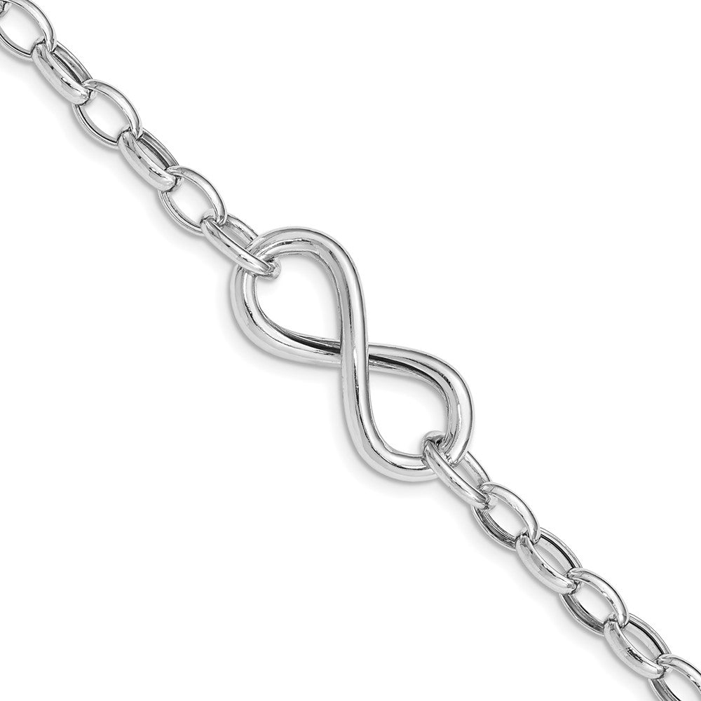 7.5 Zoll Sterlingsilber Rhodiniert Poliert Unendlichkeit Glieder Armband