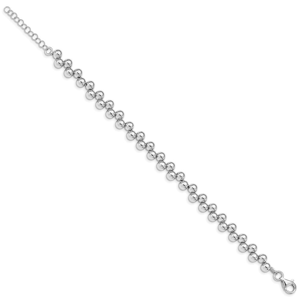 7 Zoll Sterlingsilber Rhodiniert Offset Perlen mit 1.25 Zoll. Verlängerung. Armband
