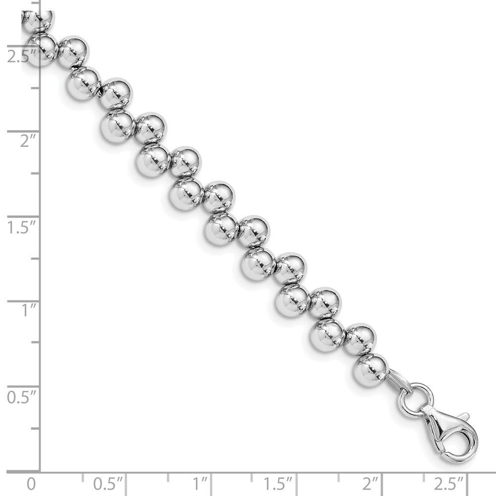 7 Zoll Sterlingsilber Rhodiniert Offset Perlen mit 1.25 Zoll. Verlängerung. Armband