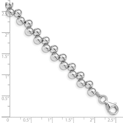 7 Zoll Sterlingsilber Rhodiniert Offset Perlen mit 1.25 Zoll. Verlängerung. Armband