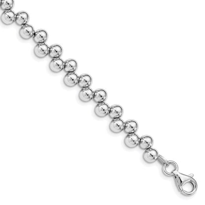 7 Zoll Sterlingsilber Rhodiniert Offset Perlen mit 1.25 Zoll. Verlängerung. Armband