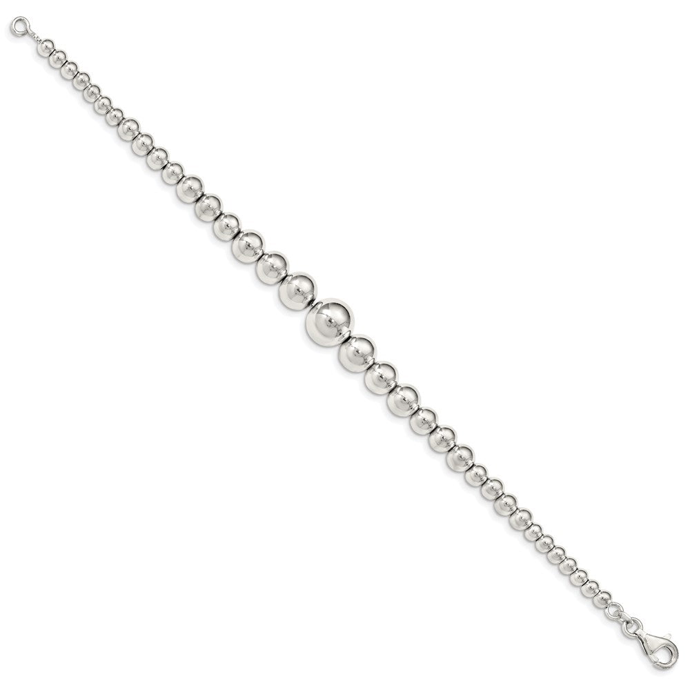 7.5 Zoll Sterlingsilber Poliert Abgestuft Perlen Armband