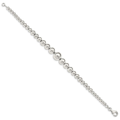 7.5 Zoll Sterlingsilber Poliert Abgestuft Perlen Armband