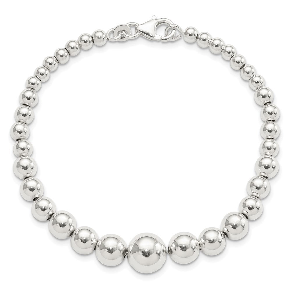 7.5 Zoll Sterlingsilber Poliert Abgestuft Perlen Armband