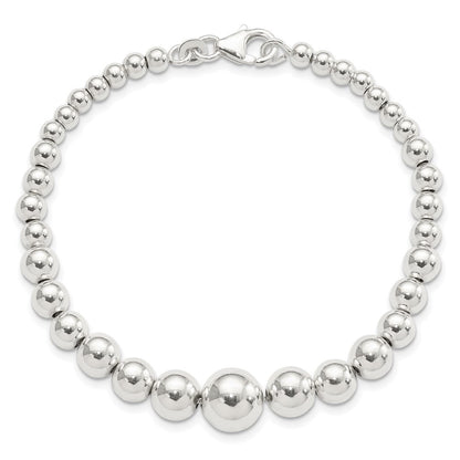 7.5 Zoll Sterlingsilber Poliert Abgestuft Perlen Armband