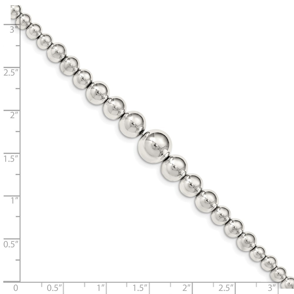 7.5 Zoll Sterlingsilber Poliert Abgestuft Perlen Armband