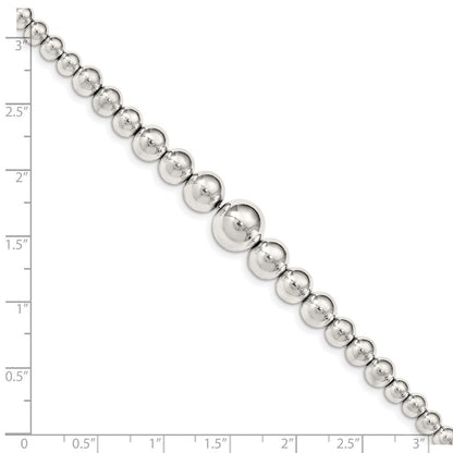 7.5 Zoll Sterlingsilber Poliert Abgestuft Perlen Armband