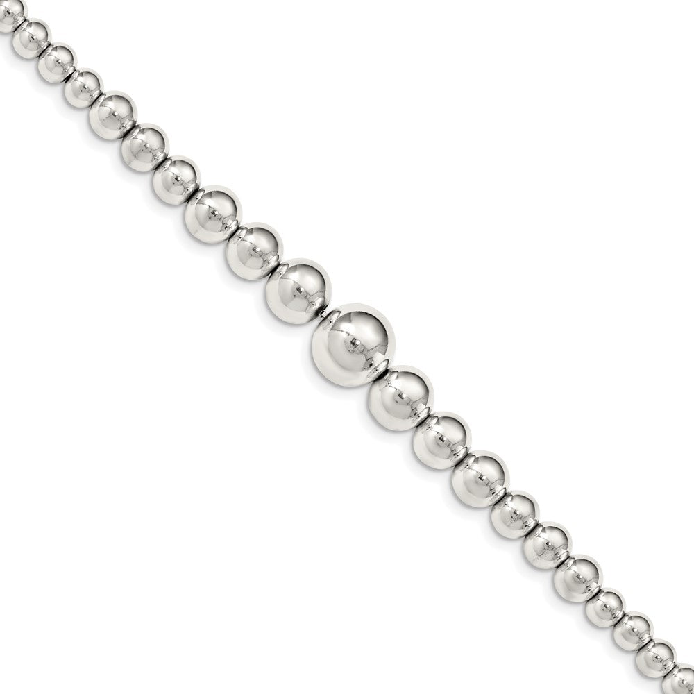 7.5 Zoll Sterlingsilber Poliert Abgestuft Perlen Armband