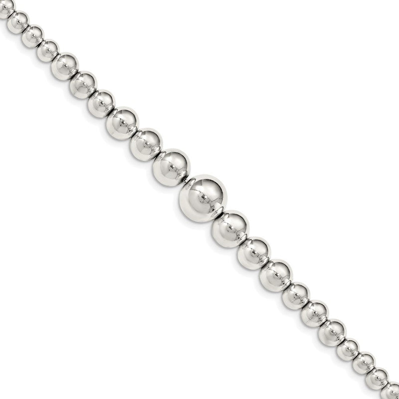 7.5 Zoll Sterlingsilber Poliert Abgestuft Perlen Armband