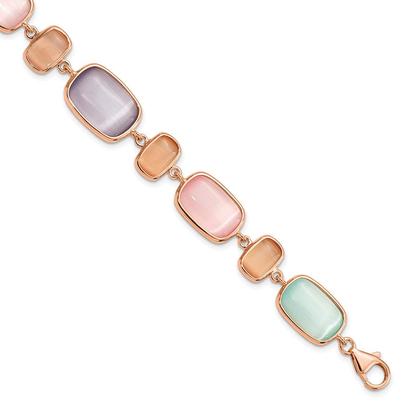 7 Zoll Sterlingsilber Roséfarben und Erzeugt Cats Auge mit 1 Zoll Verlängerung. Armband