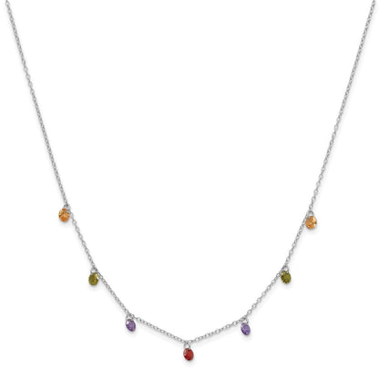 Sterlingsilber Prizma Rhodiniert 16 Zoll Dangling Bunt Zirkonia Halskette mit 2 Verlängerung