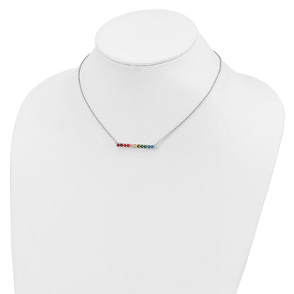 Sterlingsilber Prizma Rhodiniert 18 Zoll mit Fantasie Karabinerverschluss Bunt Zirkonia Stab Halskette