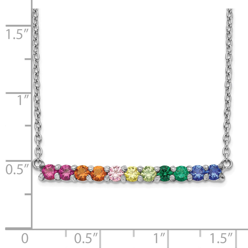 Sterlingsilber Prizma Rhodiniert 18 Zoll mit Fantasie Karabinerverschluss Bunt Zirkonia Stab Halskette