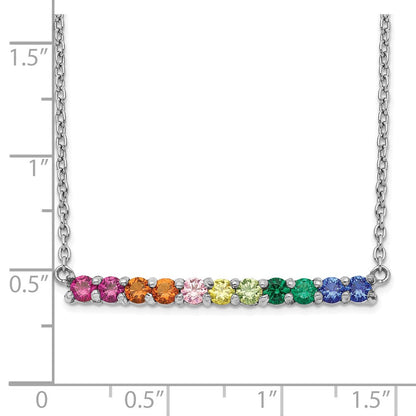 Sterlingsilber Prizma Rhodiniert 18 Zoll mit Fantasie Karabinerverschluss Bunt Zirkonia Stab Halskette