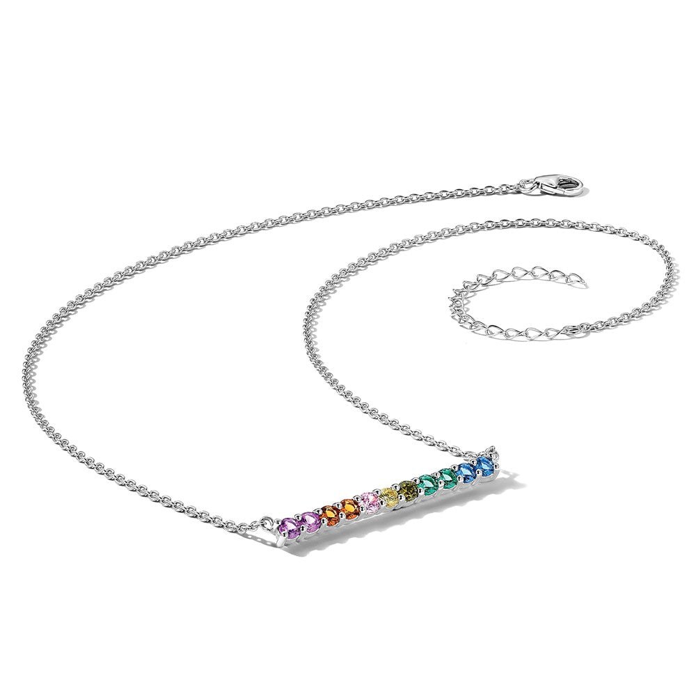 Sterlingsilber Prizma Rhodiniert 18 Zoll mit Fantasie Karabinerverschluss Bunt Zirkonia Stab Halskette