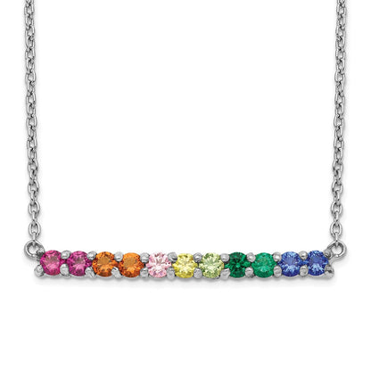 Sterlingsilber Prizma Rhodiniert 18 Zoll mit Fantasie Karabinerverschluss Bunt Zirkonia Stab Halskette