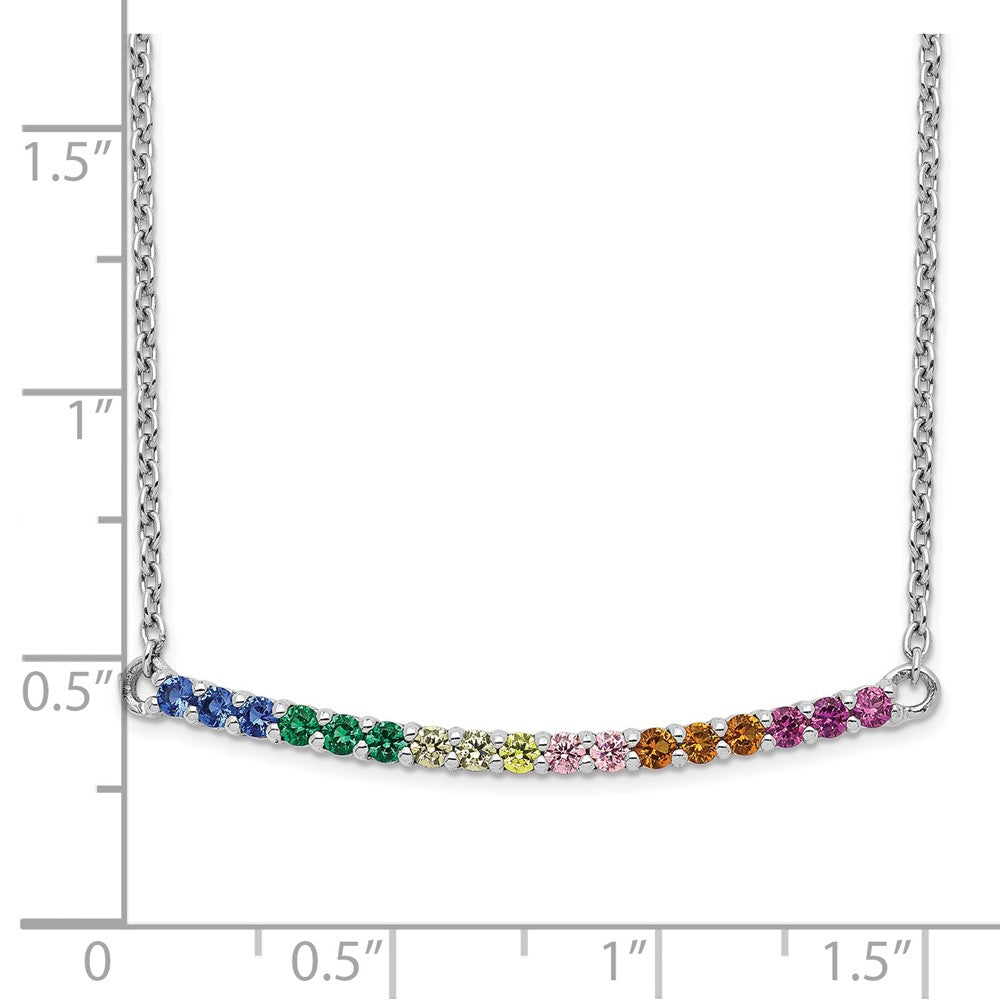 Sterlingsilber Prizma Rhodiniert 18 Zoll Bunt Zirkonia Gebogen Stab Halskette