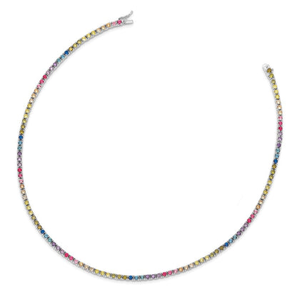 Sterlingsilber Prizma Rhodiniert 18 Zoll 3mm Bunt Zirkonia Halskette
