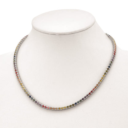 Sterlingsilber Prizma Rhodiniert 18 Zoll 3mm Bunt Zirkonia Halskette