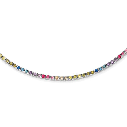 Sterlingsilber Prizma Rhodiniert 18 Zoll 3mm Bunt Zirkonia Halskette
