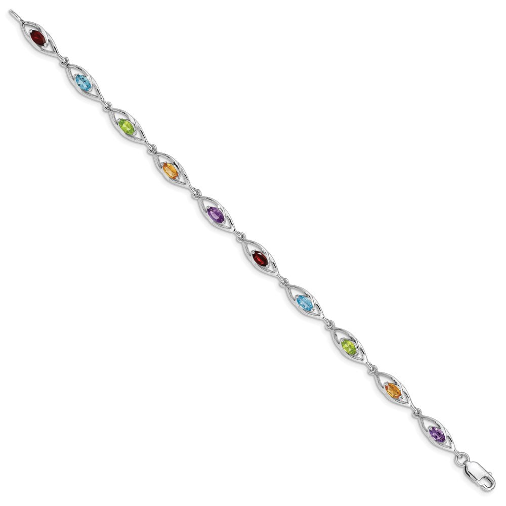7.5 Zoll Sterlingsilber Rhod-plat Amethyst Topas Peridot Citrin Granat Armband
