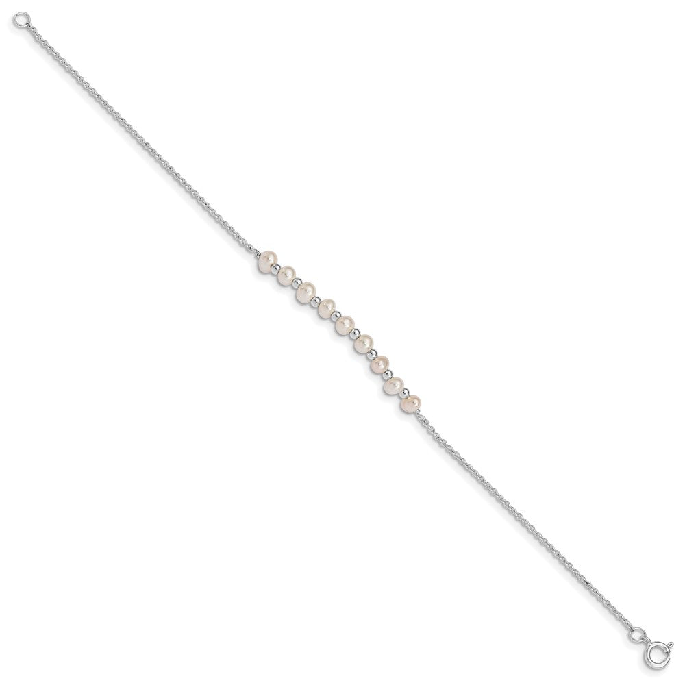 6.5 Zoll Sterlingsilber Weiß Halb-round Süßwasser Zuchtperle Armband