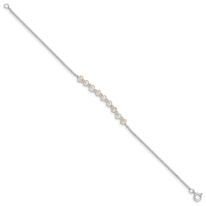 6.5 Zoll Sterlingsilber Weiß Halb-round Süßwasser Zuchtperle Armband