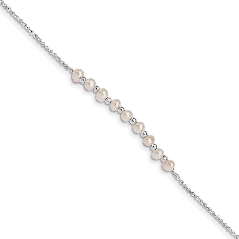 6.5 Zoll Sterlingsilber Weiß Halb-round Süßwasser Zuchtperle Armband