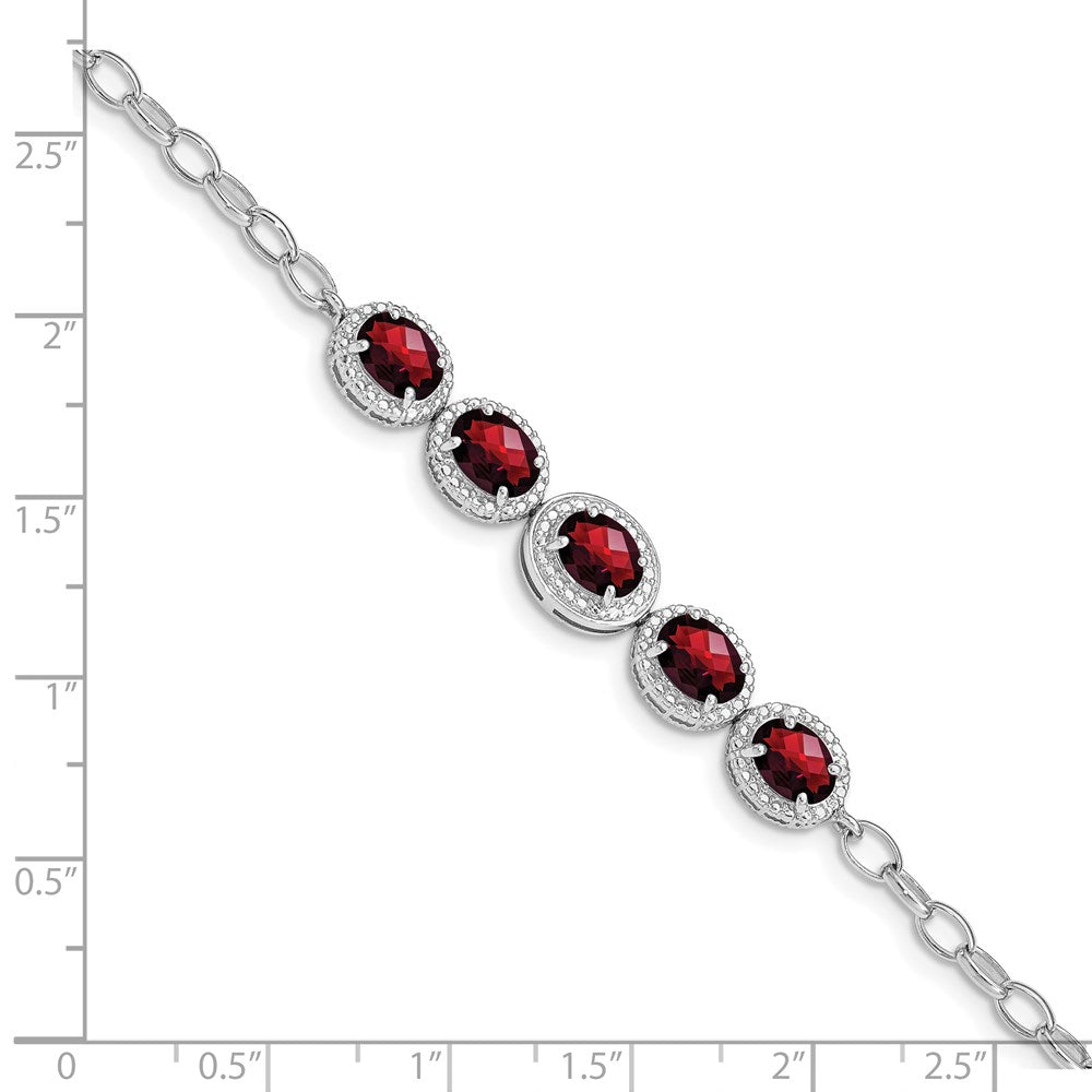 8 Zoll Sterlingsilber Rhod-plat Granat Armband