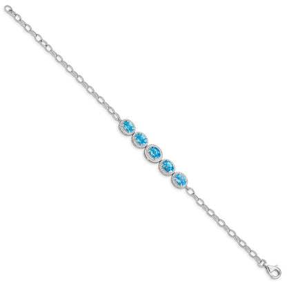 Sterlingsilber Rhod-plat Blautopas Armband